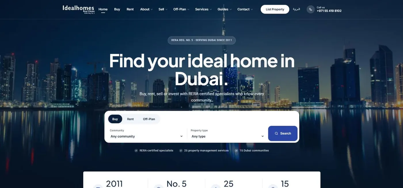 Idealhomes Dubai real estate website
