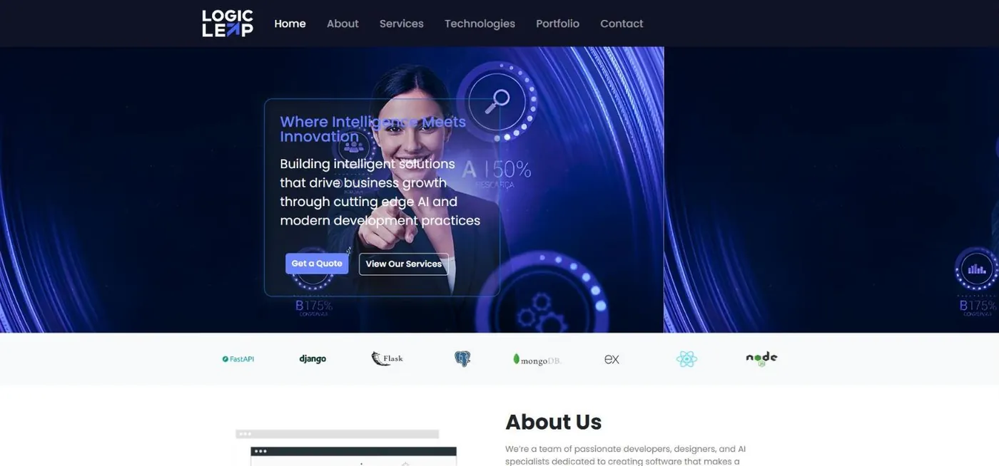 LogicLeap AI and software development website