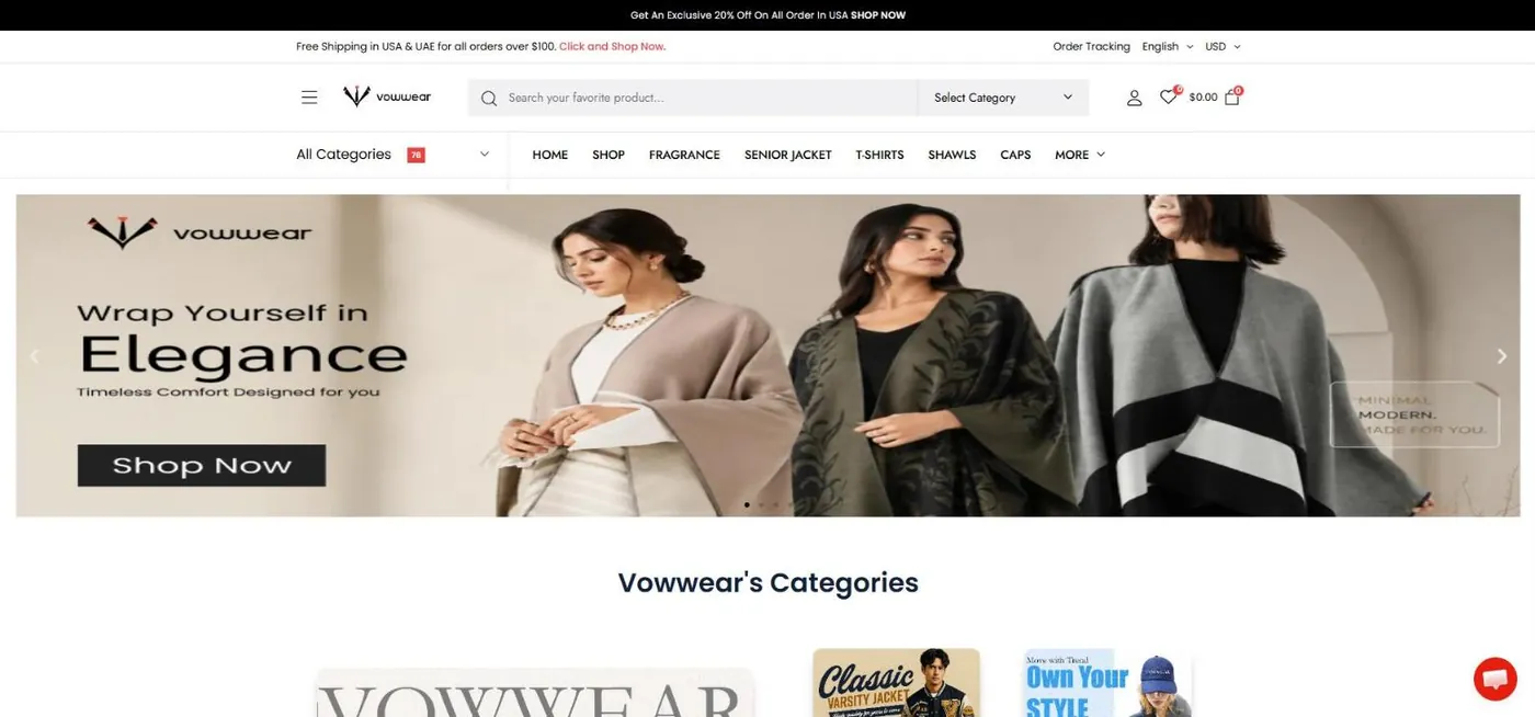 Vowwear fashion e-commerce store